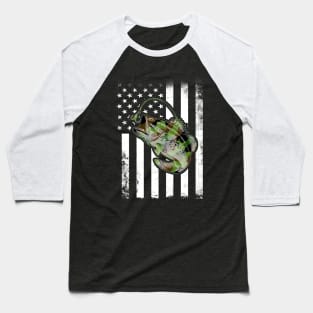 Bass Fishing American Camo USA Flag Baseball T-Shirt